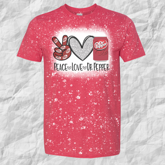 Peace Love Dr Pepper Sublimated Red Tee XLarge - Picture 1 of 2